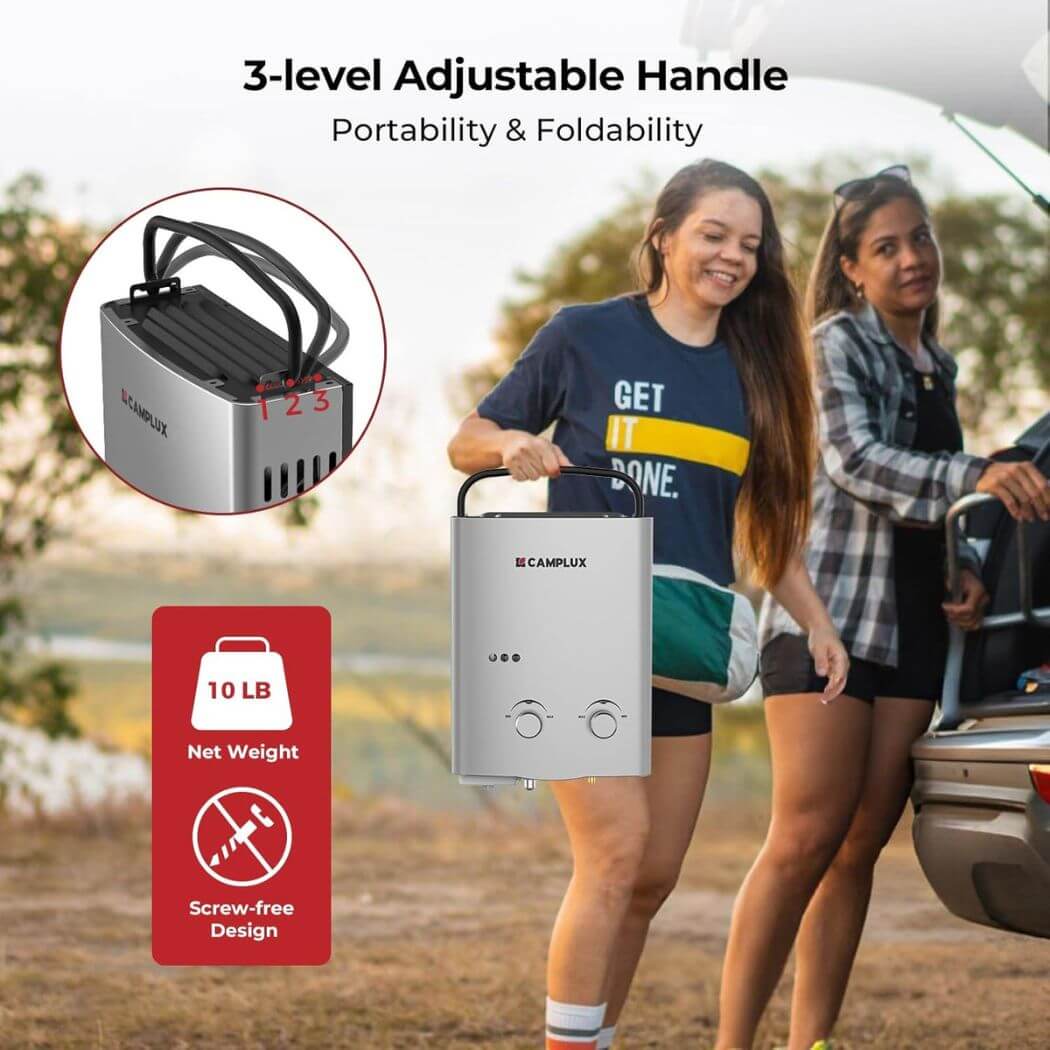 Camplux AY132GP43 Portable Propane Water Heater Pump Kit