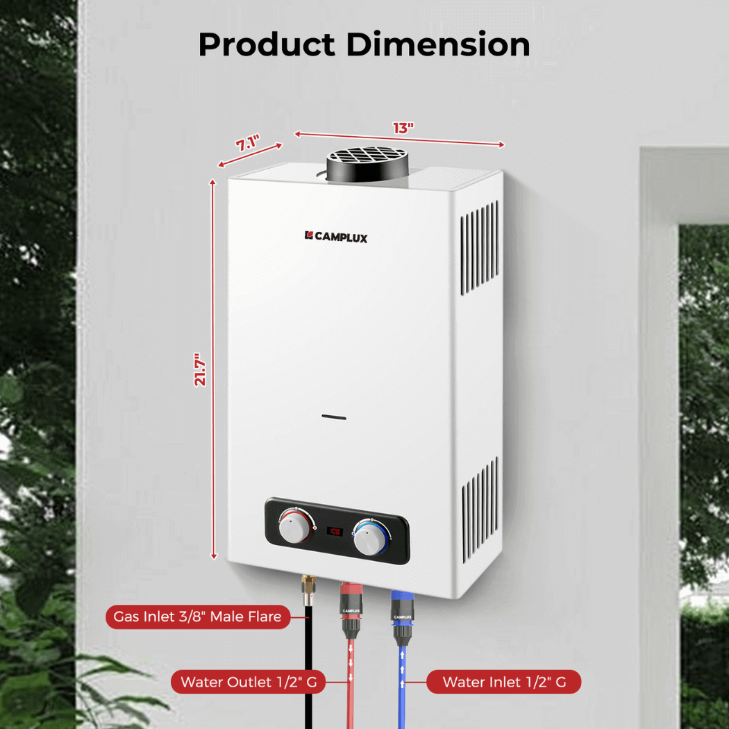 Camplux BD264P120 Propane Outdoor Water Heater Pump Kit
