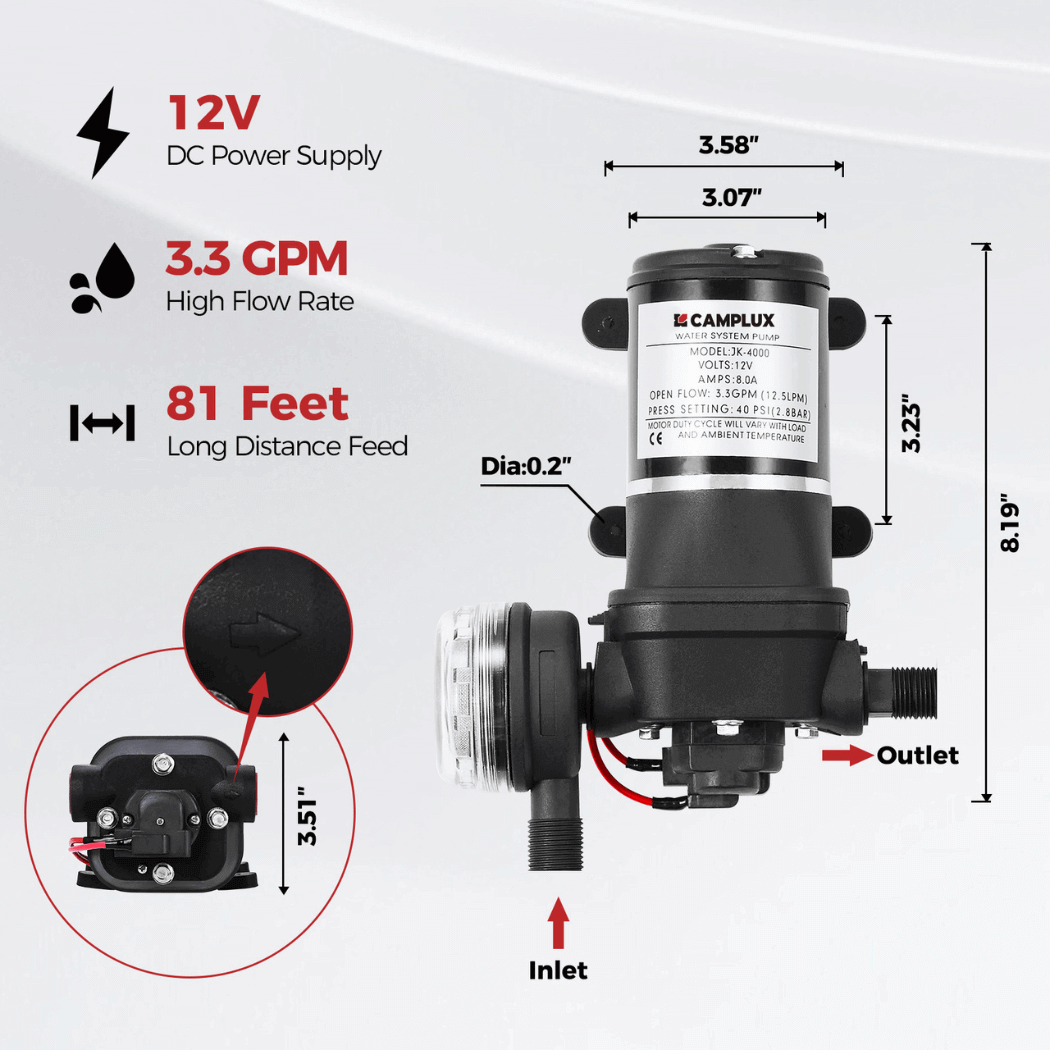 Camplux BD264P120 Propane Outdoor Water Heater Pump Kit