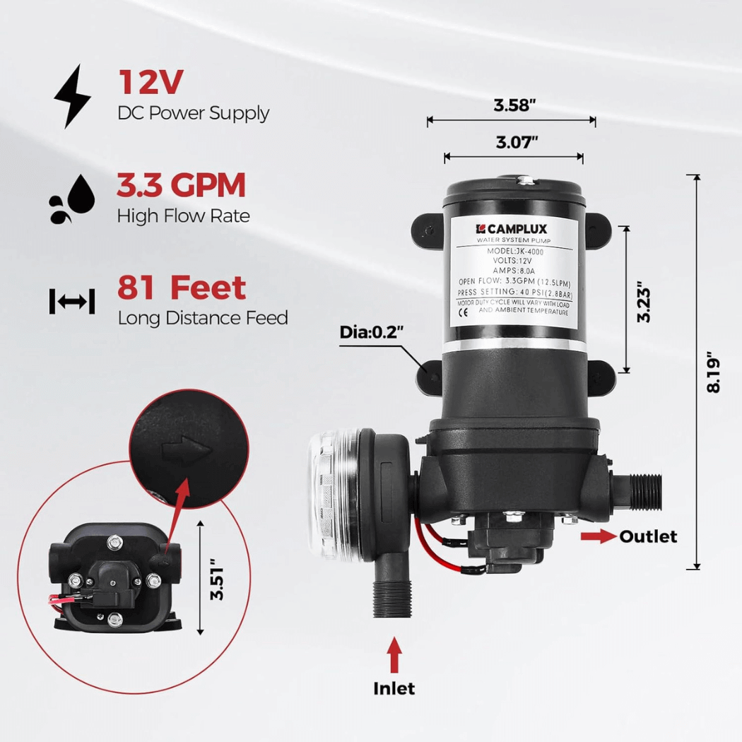 Camplux BW264P120 Camping Water Heater Pump Kit