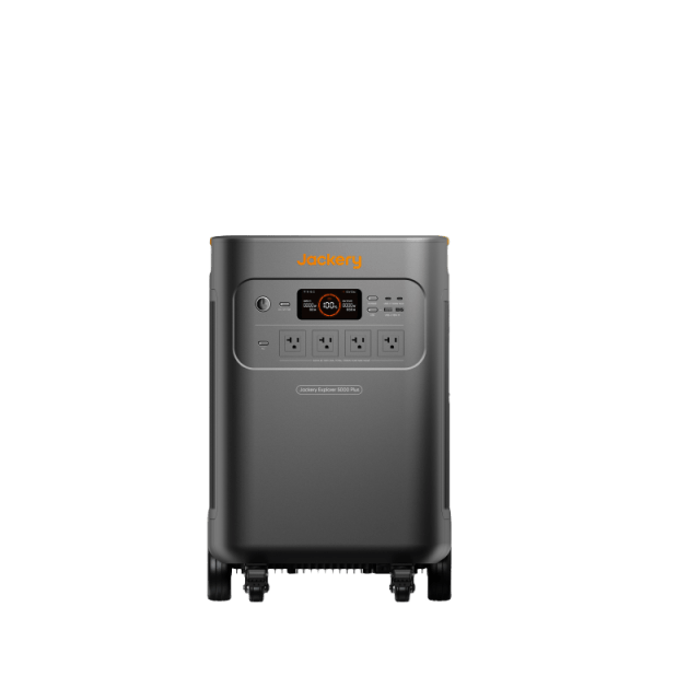 Portable power station with brand logo on a transparent background