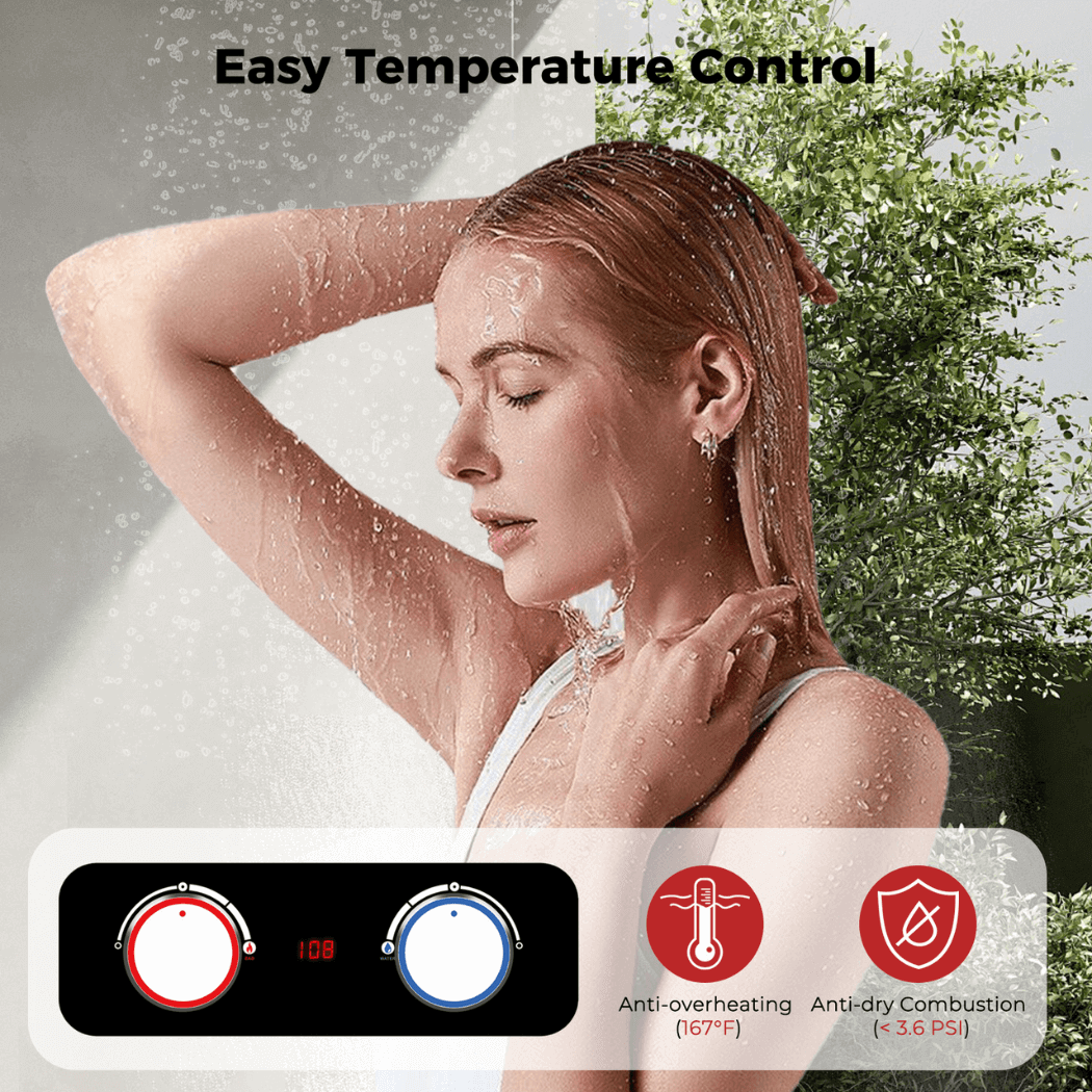 Tankless Water Heater, Camplux 2.64 GPM Outdoor Propane Water Heater, Gas Water Heater with 3.3 GPM Water Pump & Pipe Strainer for Camping, Cabins