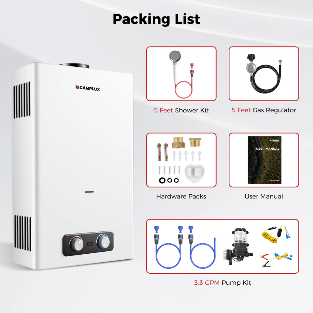 Camplux BD422P120 Propane Outdoor Water Heater Pump Kit