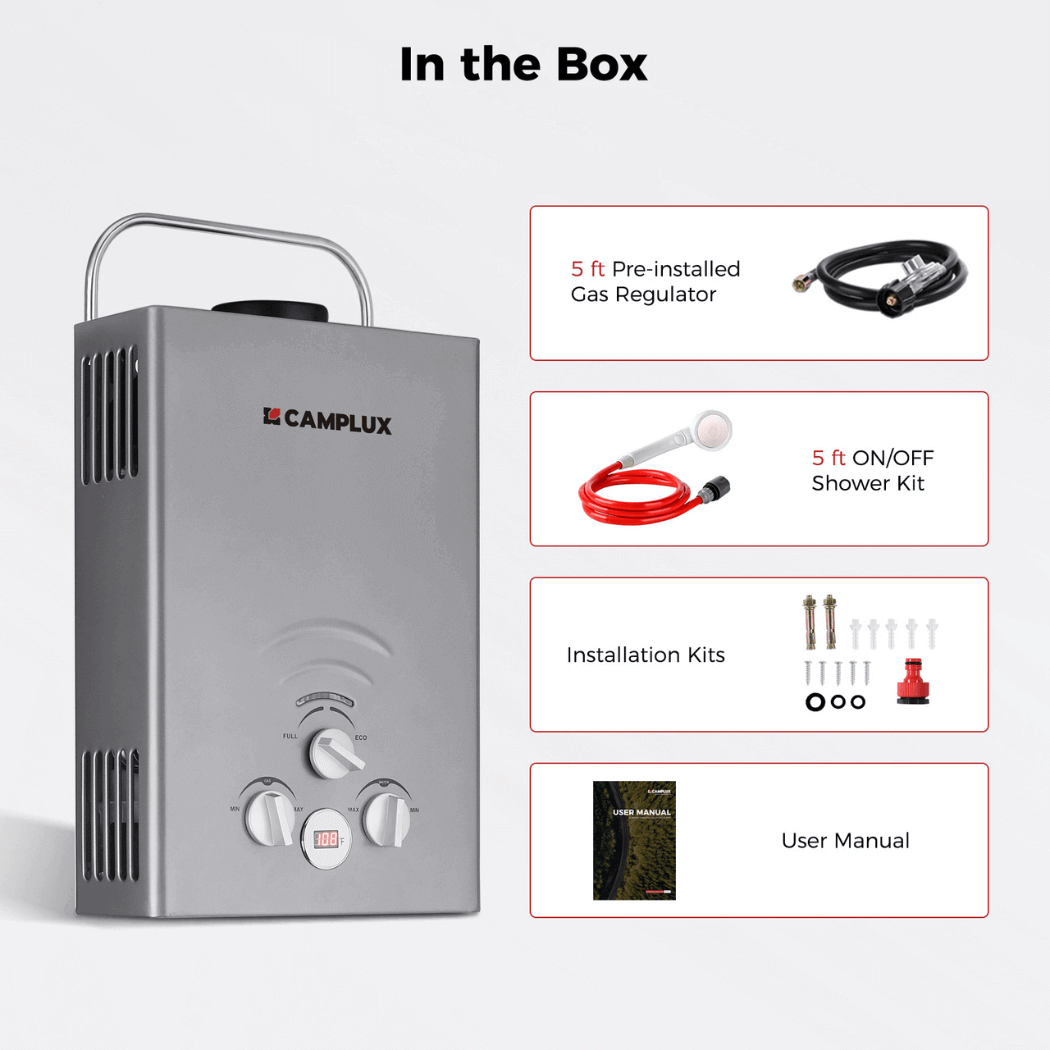 Camplux BW158G Camping Water Heater Propane